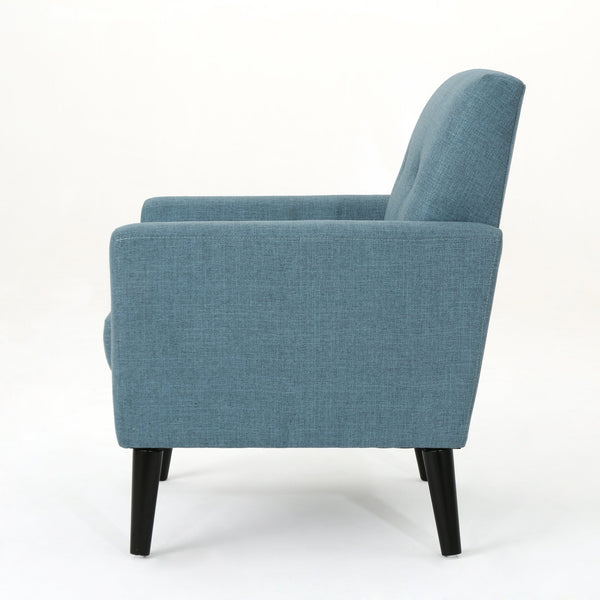 English Elm Christopher Knight Home® - CLUB Vintage-Inspired Fabric Club Chair with Nailhead Trim & Scroll Arms, Birch Legs, Contemporary Comfort Blue 31.5 L x 27.75 W x 18.5 H 60848.00BLU