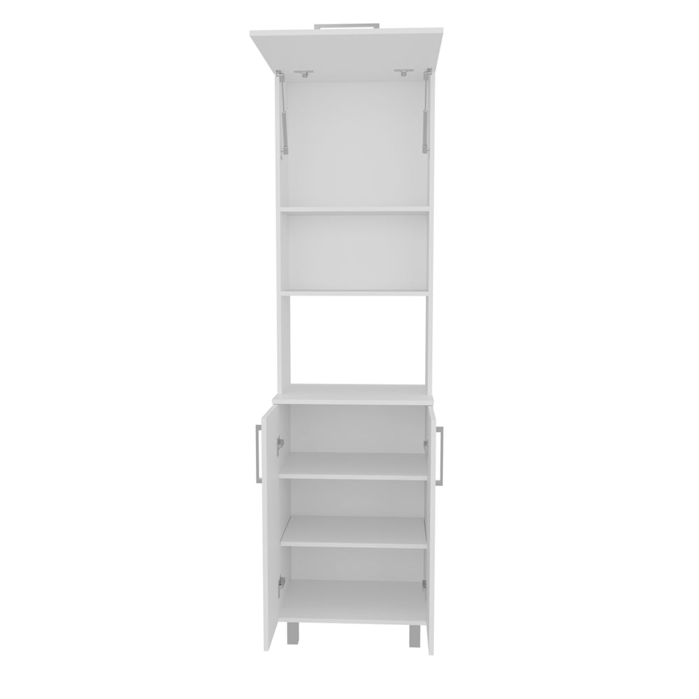 English Elm Kitchen White Pantry Cabinet with 3 Concealed Doors, 5 Adjustable Shelves & 4 Sturdy Legs, FSC Certified B097S00189