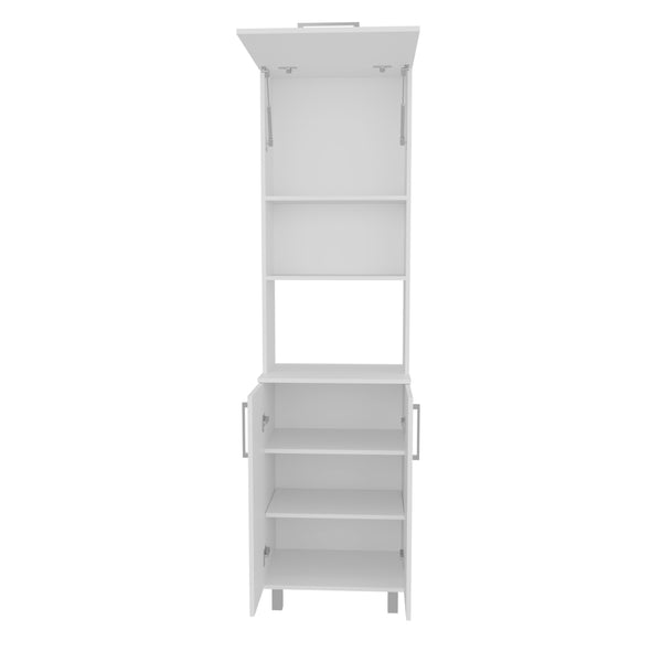 English Elm Kitchen White Pantry Cabinet with 3 Concealed Doors, 5 Adjustable Shelves & 4 Sturdy Legs, FSC Certified B097S00189
