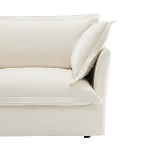 English Elm Koala Armless Chenille Sofa Deep Seat Wraparound Pillows for Modern Living Rooms Cream W3041P240116