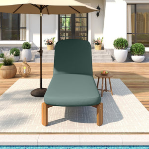 English Elm Outdoor Acacia Wood Chaise Lounge Reclining Patio Chair with Cushion for Poolside N719P445623F