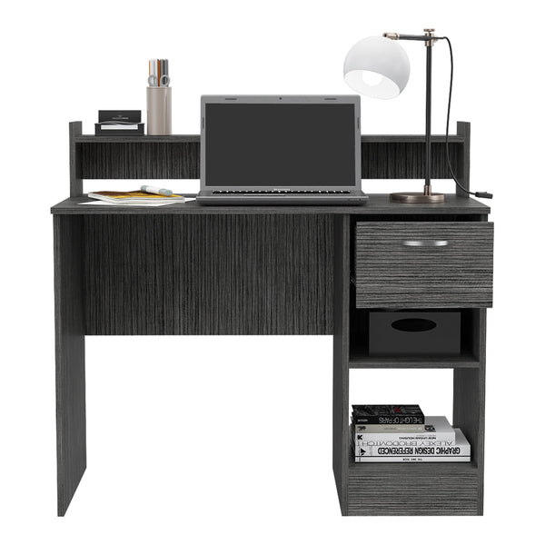English Elm Manaos Grey Writing Computer Desk with Hutch, Multiple Shelves & Large Drawer for Compact Workspaces B070P188824