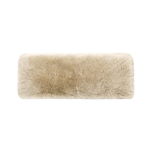 English Elm Jennifer Taylor Home - Leda 49" Sheepskin Fur Bench in Natural Blonde – Genuine New Zealand Fur, Sturdy Wood Frame, Cozy Luxe Seating B2719P292910