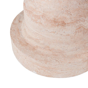 English Elm Mgo Outdoor Umbrella Side Table with Stone Travertine Finish for Patio Poolside N772P386626T