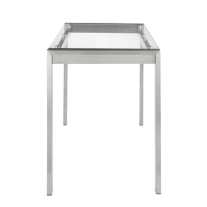 English Elm Fuji Contemporary Counter Table - Sleek Stainless Steel & Clear Glass For Modern Dining Spaces B202P223307