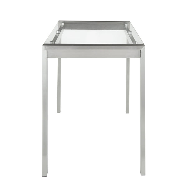 English Elm Fuji Contemporary Counter Table - Sleek Stainless Steel & Clear Glass For Modern Dining Spaces B202P223307