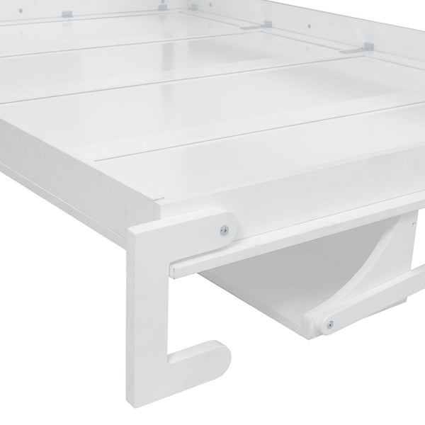 English Elm Queen Murphy Wall Bed Cabinet System with Wardrobe Drawers and Shelving in White Mdf LP000384AAK-1