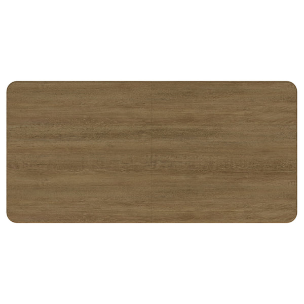 English Elm Benson Sand Wash Extension Dining Table with Removable Leaf, Rounded Corners & Antique Brass Stretcher B062P374100