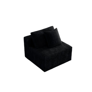 English Elm Sp-009m-black-1u Modular Corduroy Sectional with Reversible Chaise for Modern Living Rooms W3819P448406