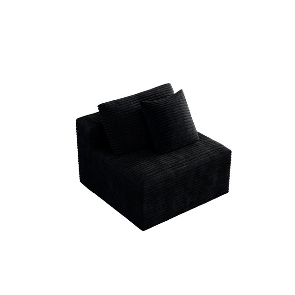 English Elm Sp-009m-black-1u Modular Corduroy Sectional with Reversible Chaise for Modern Living Rooms W3819P448406