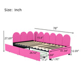 English Elm Twin Size Upholstered Daybed With 2 Drawers, Velvet Sofabed With Soft Fabric Headboard, No Box-Spring Needed, Rose Red