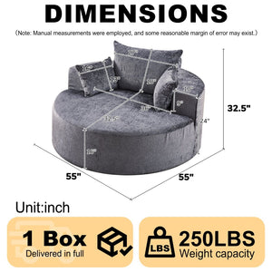 English Elm 55'l Chenille Sleeper Accent Chair Fluffy Cloud Design for Bedroom or Lounge W834P431155