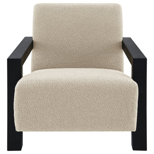 English Elm Bryant Modern Bouclé Accent Arm Chair with Angled Arms, Light Oak Legs — Cozy Textured Comfort B062P300018