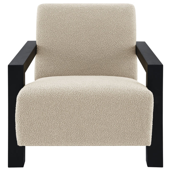 English Elm Bryant Modern Bouclé Accent Arm Chair with Angled Arms, Light Oak Legs — Cozy Textured Comfort B062P300018