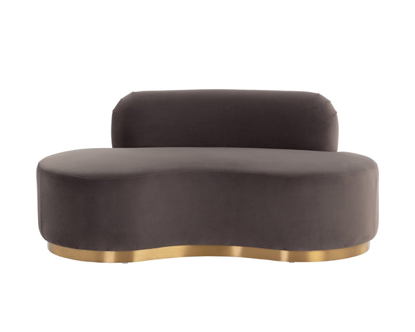 Sunpan Cassey Bench – Contemporary Curved Design with Gold Stainless Steel Base for Stunning Home Appeal Meg Ash