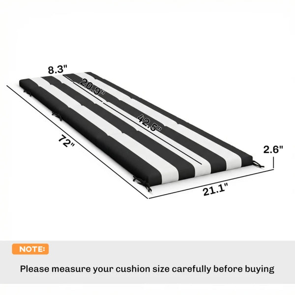 English Elm Garden Chaise Lounge Cushions Set of 2 Striped Polyester Uv Resistant Outdoor Patio White+Black T3971P475765