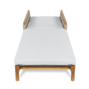 English Elm Solid Acacia Wood Outdoor Chaise Lounger Wicker Armrests Four Position Poolside N762P392954E