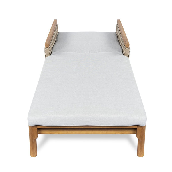 English Elm Solid Acacia Wood Outdoor Chaise Lounger Wicker Armrests Four Position Poolside N762P392954E