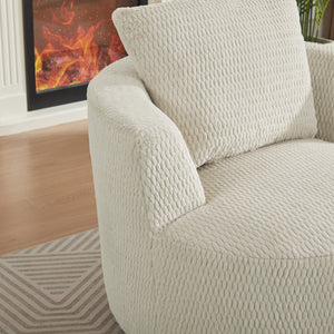 English Elm Compressible Plush 360° Swivel Accent Chair with Pocket Spring Support and Sturdy Wooden Base for Living Room Cream W2339P360551
