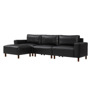 English Elm Modern Pu Leather L-shaped Sectional with Convertible Ottoman Chaise for Living Rooms Black W1097S00261