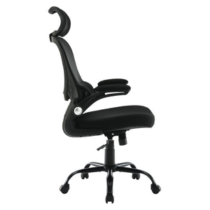 OSP Home Furnishings Black Mesh Back Manager Chair with Lumbar Support Padded Seat and Flip up Armrests EM60946HR-3