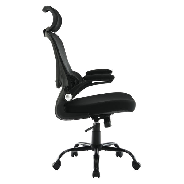 OSP Home Furnishings Black Mesh Back Manager Chair with Lumbar Support Padded Seat and Flip up Armrests EM60946HR-3