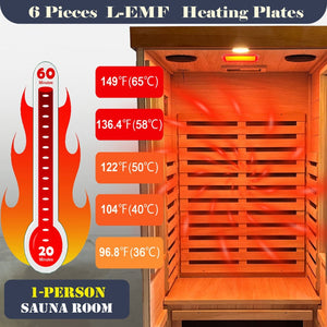 English Elm Far Infrared Sauna with Okoume Wood Six Carbon Panels Chromotherapy and Bluetooth Audio W3973S00010