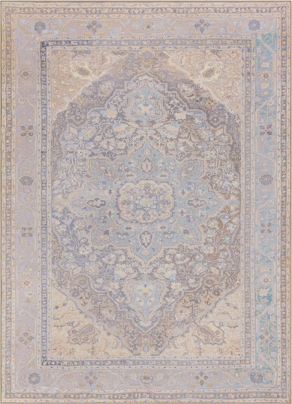 Unique Loom Timeless Jude Machine Made Medallion Rug Cream, Ivory/Violet/Light Brown 7' 7" x 10' 6"