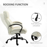 English Elm Vinsetto 500Lbs Big and Tall Office Chair With Wide Seat, Executive Computer Chair With Adjustable Height, Swivel Wheels and Linen Finish, Cream White