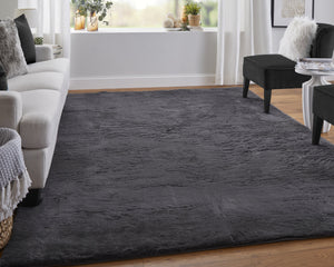 Feizy Rugs Luxe Velour Collection: Elegant And Durable High Pile Polyester Rug For Modern And Rustic Spaces Taupe,Black Polyester Lxv4506fslt000s66