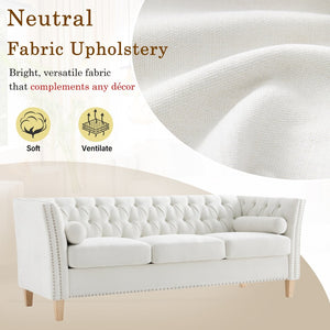 English Elm Elegant Tufted Three Seat Sofa with Nailhead Trim and Solid Wood Legs for Living Room N760P406296A