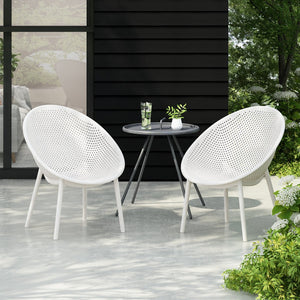 English Elm Christopher Knight Home® - Gable Weather-Resistant Accent Chair Set of 2 — Durable Polypropylene Outdoor Seating, Easy Care White N775P176715W