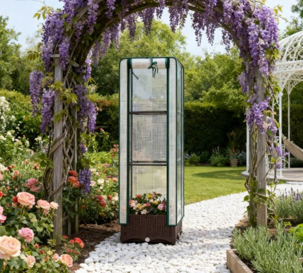 English Elm Portable Raised Garden Bed with Steel Trellis Uv Cover Zipper Door Balcony Planter T3971P425402