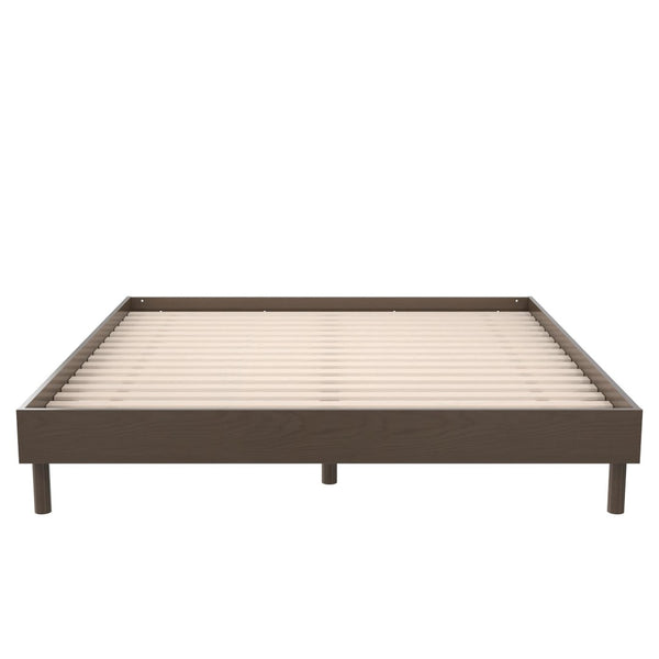 English Elm Cologne Low Profile King Bed Rubberwood Oak Veneer Rustic Bedroom Platform Frame B2733P436554