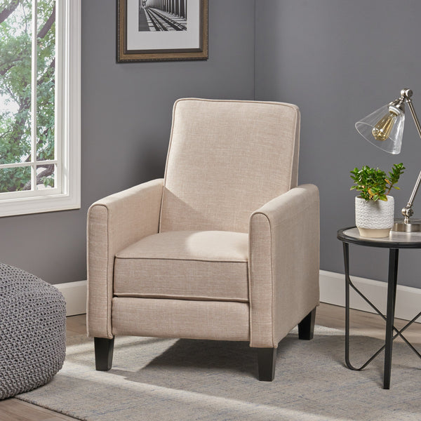 English Elm Christopher Knight Home® - Light Beige Linen Push Back Chair with Plush Padding, Ergonomic Recline, Durable Frame for Home Comfort 52422.00FLBEI