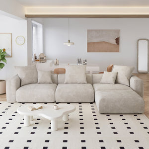 English Elm Pixel Modern Modular Sofa - Versatile L-Shaped 4-Seater In Cozy Corduroy, Perfect For Families! B341S00023-GIGA