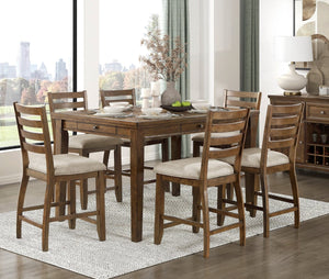 English Elm Traditional Cherry Finish Counter Height Dining Set Seats Six with Storage Drawers B011S02490
