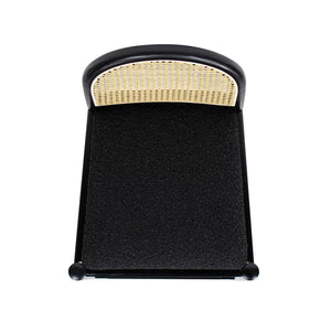 English Elm Jennifer Taylor Home - Panama 30.5" Curved Back Cane Rattan Bar Stool with Oak Frame, Boucle Upholstery & Brass Footrest Black B2719P238386