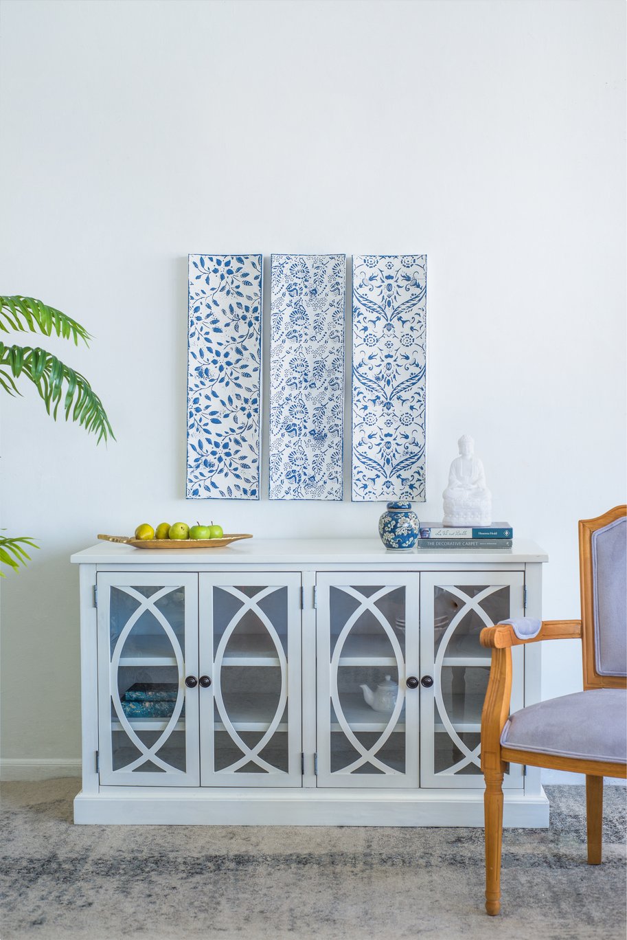 English Elm 5.5x4.7x11.8" White Sitting Buddha Figure – Resin Teak-Ready Decor for Global Style, Adds Height & Neutral Elegance W2078P360877