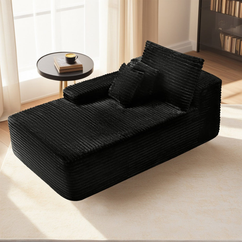 English Elm Lp-black-02-chaise Striped Corduroy Convertible Lounge Chair for Apartments and Dorm Rooms W3975P415759