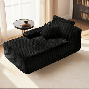 English Elm Lp-black-02-chaise Striped Corduroy Convertible Lounge Chair for Apartments and Dorm Rooms W3975P415759