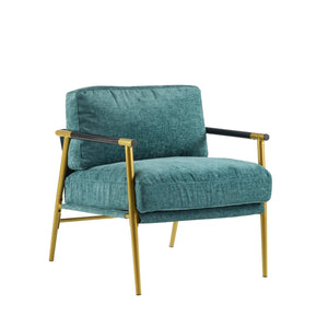 English Elm Christopher Knight Home® - 27.56" Modern Accent Chair with Plush Cushions, Sleek Metal Frame and Wooden Armrests for Cozy Rooms Gold,Teal Blue N767P215306Z