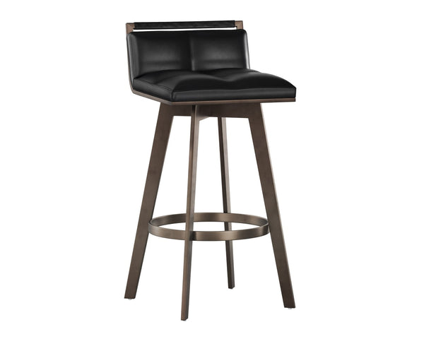 Sunpan ARIZONA Swivel Barstool - Elegant Art Deco Design with 360° Mobility and Antique Brass Accents 112549