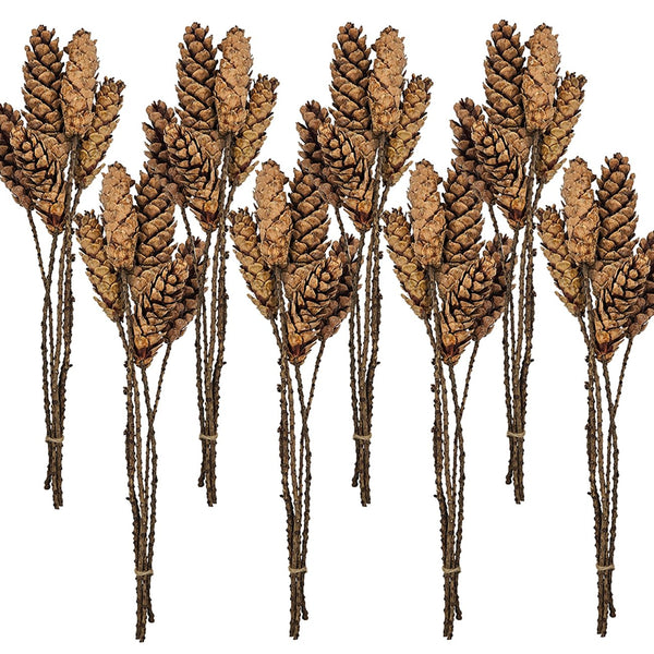 English Elm Set of 8 Lifelike 23.5" Strobus Pine Twig Stems, 5pcs/Bunch — Realistic Frosted Needles for Decor W2078P361069