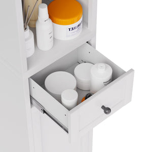 English Elm 71 Inch Freestanding Metal Storage Cabinet Five Tier Narrow Pantry Organizer White W2735P428814