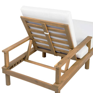 English Elm Trexm Acacia Wood Outdoor Chaise Lounge Set Reclining Patio Sunbed with Cushions Beige,Light Teak TM000034AAD