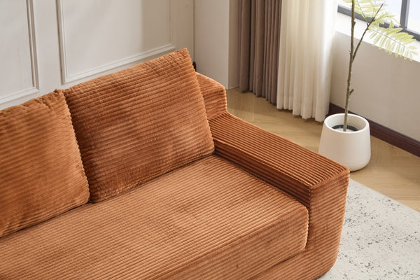 English Elm Loveseat Corduroy Bean Bag Sofa Bed with Memory Foam, Reversible Cushions, Plush Bolsters, No Assembly Required Orange W3723P346937