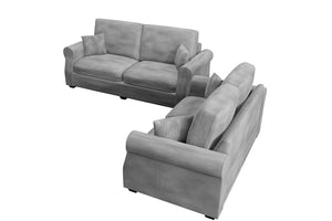 English Elm Black Corduroy Upholstered Sofa and Loveseat Set for Contemporary Living Rooms Fog B011S02182