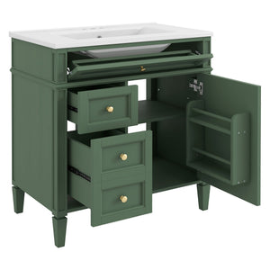 English Elm 30'' Modern Bathroom Vanity With Ceramic Sink, Ample Storage & Soft-Close Drawers For Elegance N710P206904F