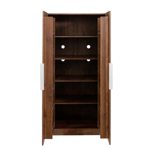 English Elm 62.99In Kitchen Pantry Cabinet - Stylish Walnut Buffet With Multi-Level Storage For Any Room W331S00157